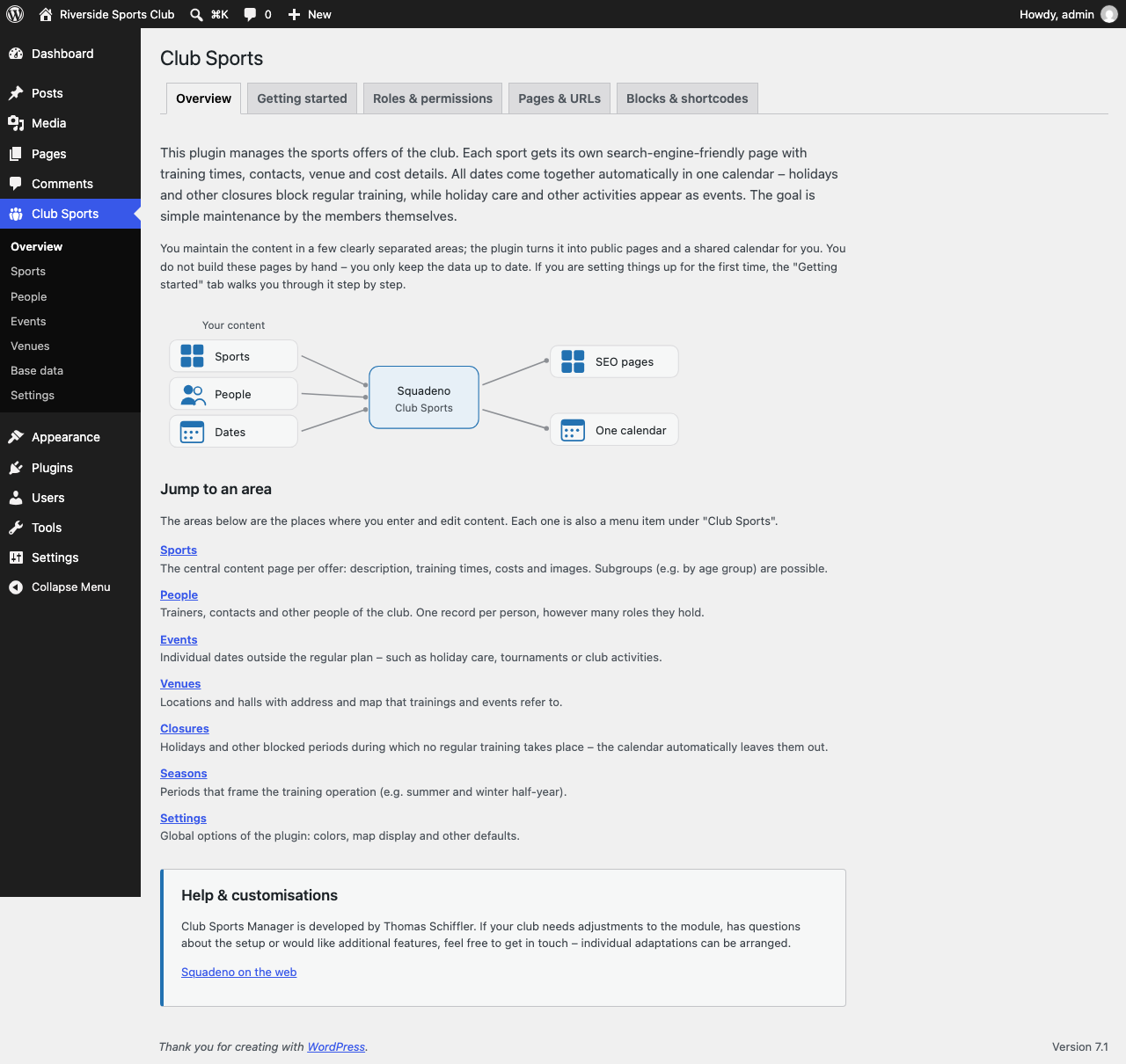 The admin overview shows new editors where everything is maintained.